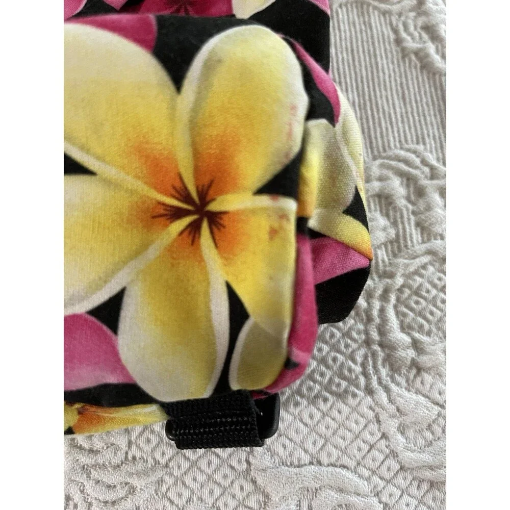 Vtg Island Aloha Wear Plumeria Floral Backpack Made in Hawaii Colorful